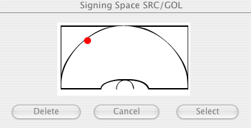 Picture of the field for selecting Source and Goal in signing space for directional verbs