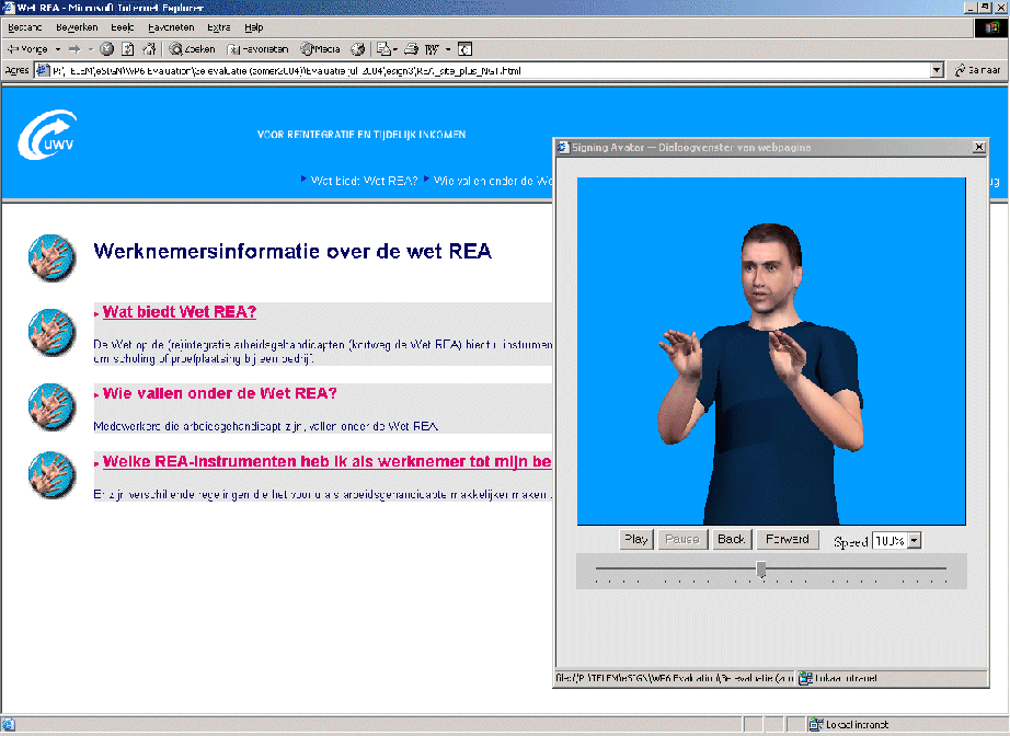 Screenshot of Virtual Guido on the UWV website