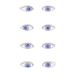 Illustration: Schematische Darstellung: Verschiedene mögliche Fehlstellungen der Augen bei Schielen: Richtung der Sehachse eines Auges nicht wie die des anderen geradeaus, sondern schräg nach oben, unten, links oder rechts ausgerichtet