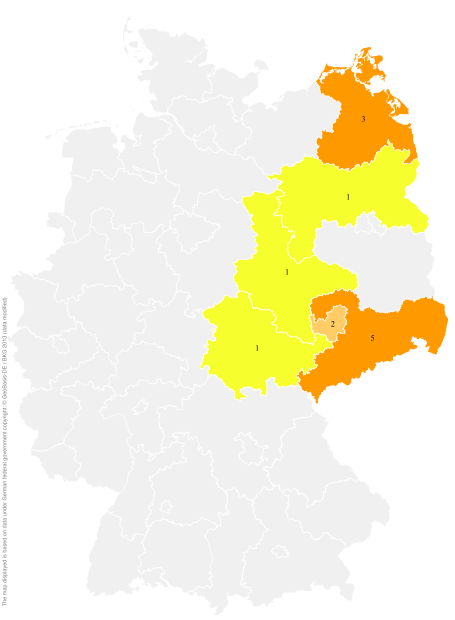 Deutschlandkarte: Regionale Verbreitung der Gebärde
