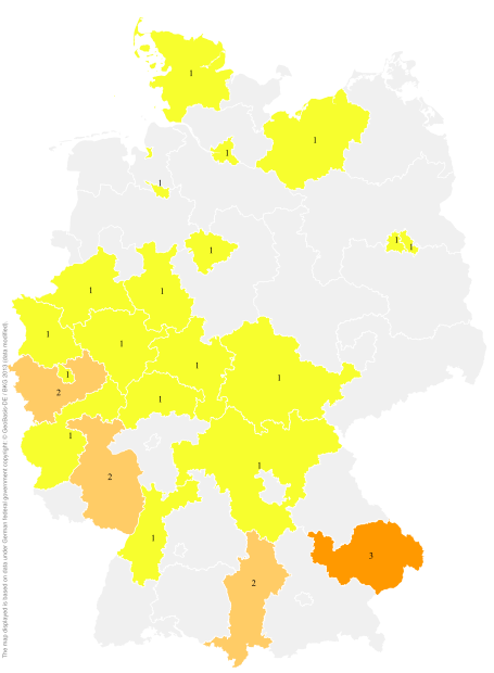 Deutschlandkarte: Regionale Verbreitung der Gebärde