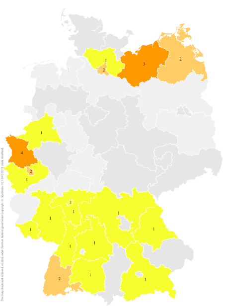 Deutschlandkarte: Regionale Verbreitung der Gebärde