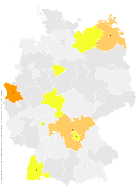 Deutschlandkarte: Regionale Verbreitung der Gebärde
