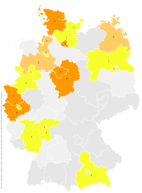 Deutschlandkarte: Regionale Verbreitung der Gebärde