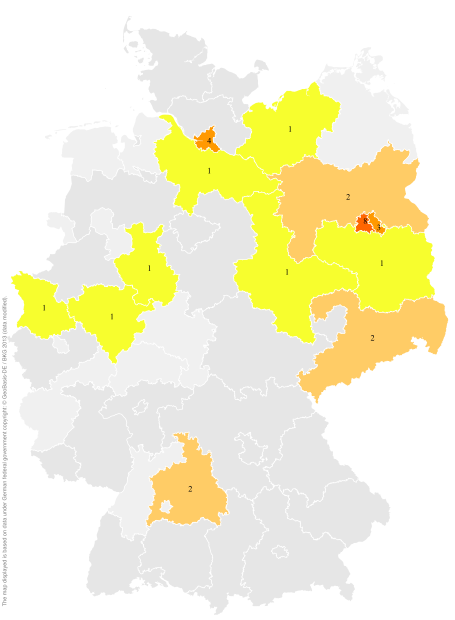 Deutschlandkarte: Regionale Verbreitung der Gebärde