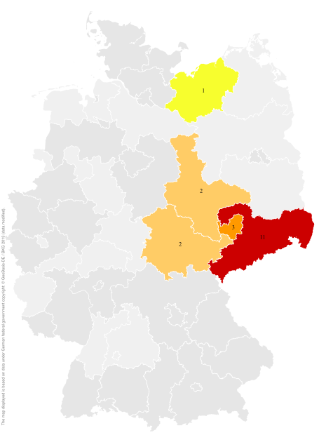 Deutschlandkarte: Regionale Verbreitung der Gebärde