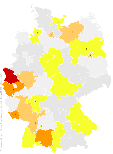 Deutschlandkarte: Regionale Verbreitung der Gebärde