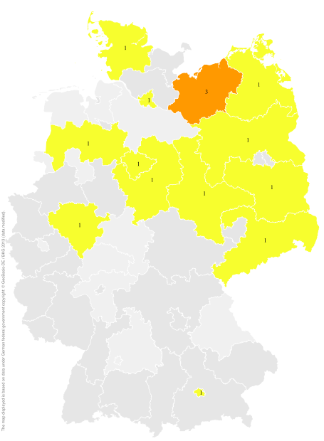 Deutschlandkarte: Regionale Verbreitung der Gebärde