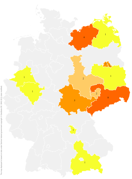 Deutschlandkarte: Regionale Verbreitung der Gebärde