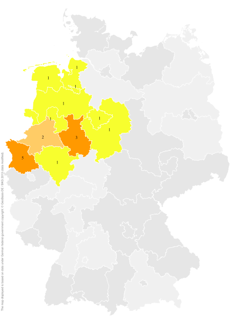 Deutschlandkarte: Regionale Verbreitung der Gebärde