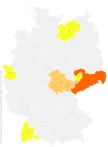 Deutschlandkarte: Regionale Verbreitung der Gebärde