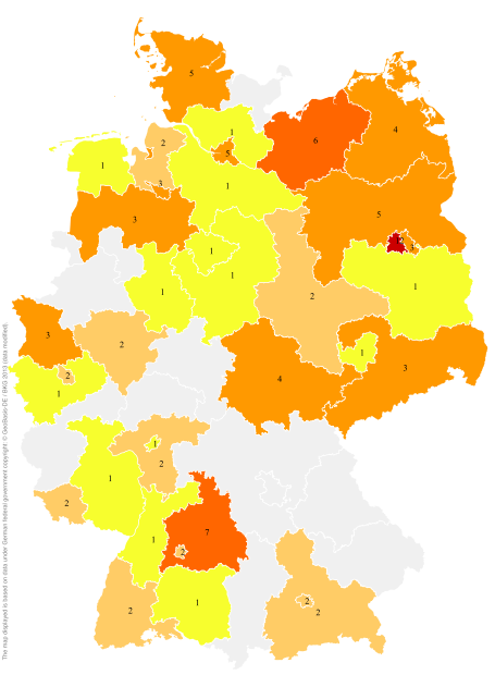 Deutschlandkarte: Regionale Verbreitung der Gebärde