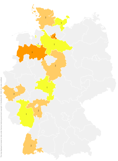 Deutschlandkarte: Regionale Verbreitung der Gebärde