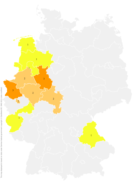 Deutschlandkarte: Regionale Verbreitung der Gebärde