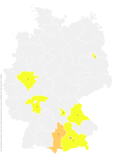 Deutschlandkarte: Regionale Verbreitung der Gebärde