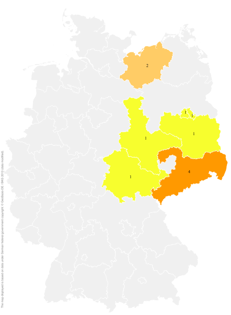 Deutschlandkarte: Regionale Verbreitung der Gebärde