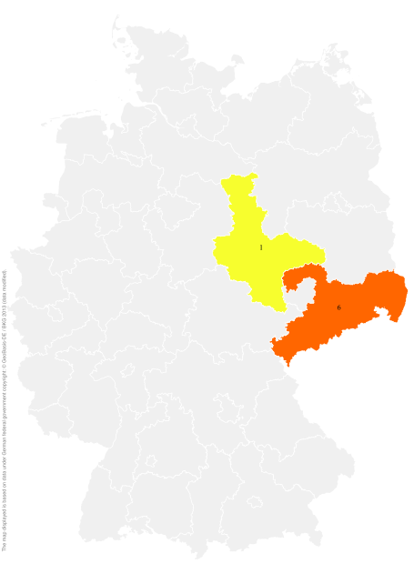 Deutschlandkarte: Regionale Verbreitung der Gebärde