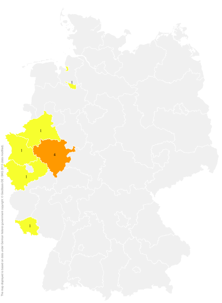 Deutschlandkarte: Regionale Verbreitung der Gebärde