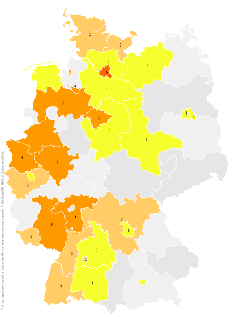 Deutschlandkarte: Regionale Verbreitung der Gebärde