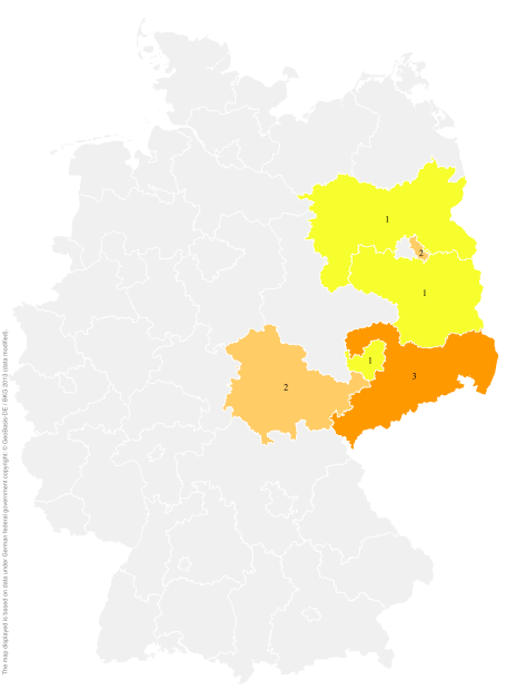Deutschlandkarte: Regionale Verbreitung der Gebärde