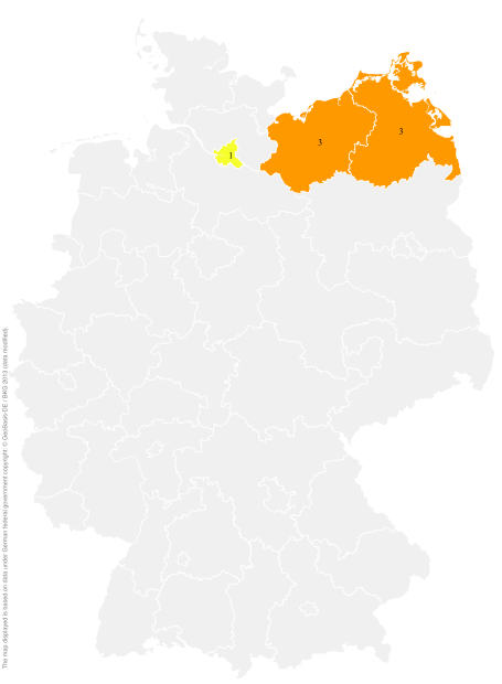 Deutschlandkarte: Regionale Verbreitung der Gebärde