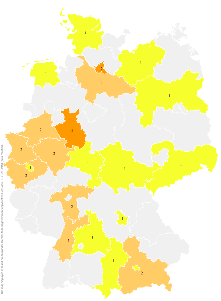 Deutschlandkarte: Regionale Verbreitung der Gebärde