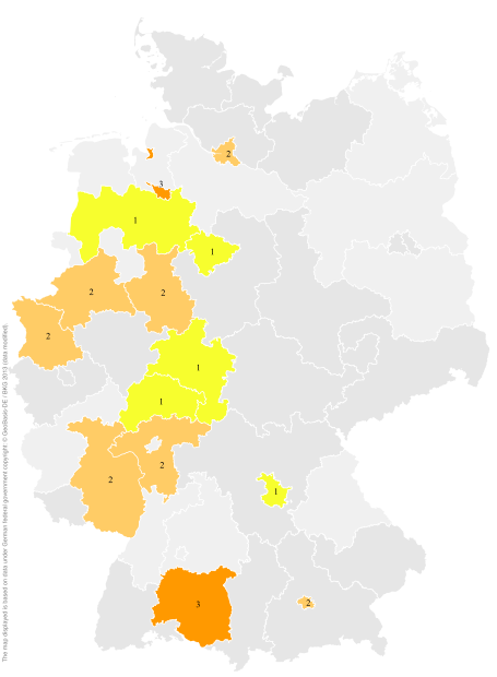 Deutschlandkarte: Regionale Verbreitung der Gebärde