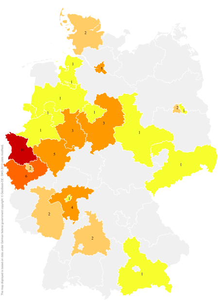 Deutschlandkarte: Regionale Verbreitung der Gebärde