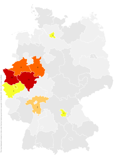 Deutschlandkarte: Regionale Verbreitung der Gebärde