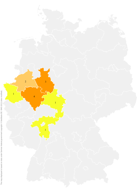 Deutschlandkarte: Regionale Verbreitung der Gebärde