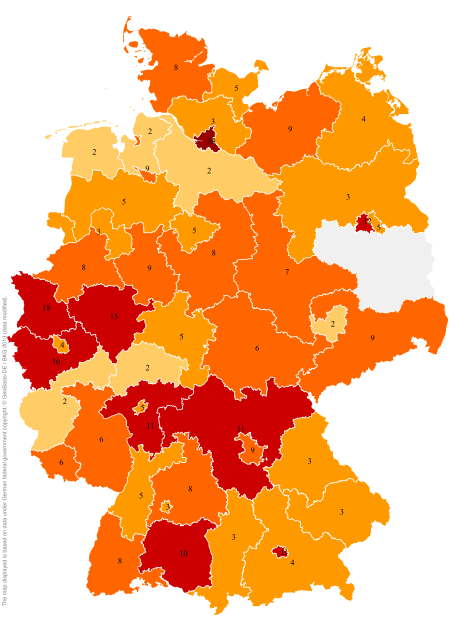 Deutschlandkarte: Regionale Verbreitung der Gebärde