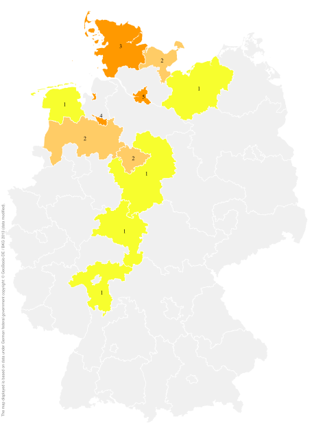 Deutschlandkarte: Regionale Verbreitung der Gebärde