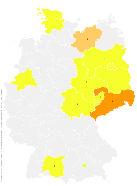 Deutschlandkarte: Regionale Verbreitung der Gebärde