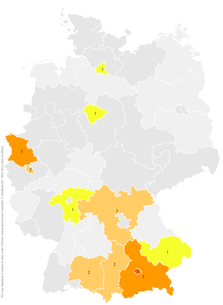 Deutschlandkarte: Regionale Verbreitung der Gebärde