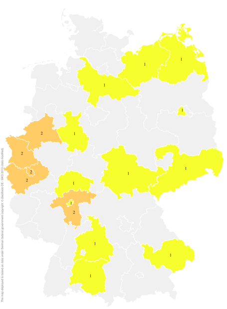 Deutschlandkarte: Regionale Verbreitung der Gebärde