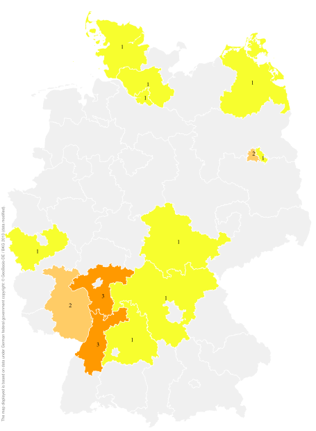 Deutschlandkarte: Regionale Verbreitung der Gebärde