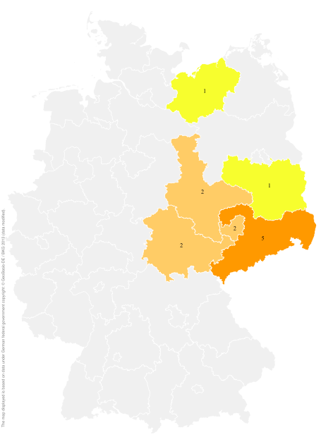 Deutschlandkarte: Regionale Verbreitung der Gebärde