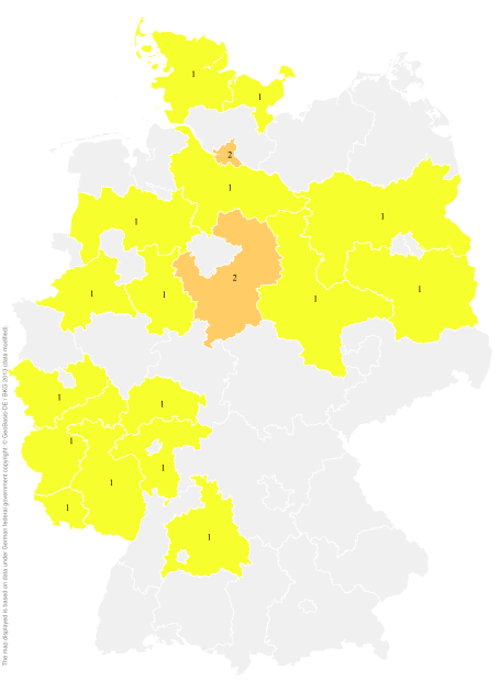 Deutschlandkarte: Regionale Verbreitung der Gebärde