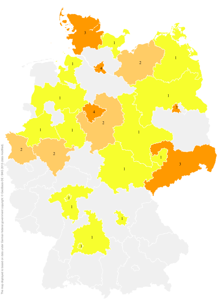Deutschlandkarte: Regionale Verbreitung der Gebärde