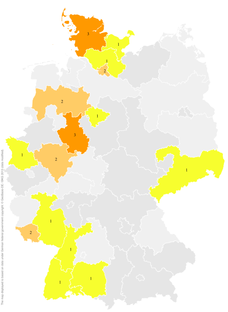 Deutschlandkarte: Regionale Verbreitung der Gebärde