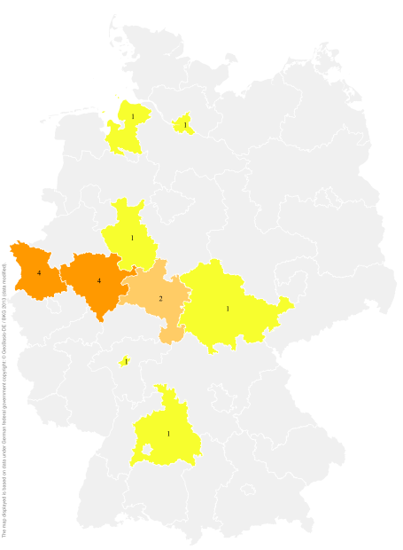 Deutschlandkarte: Regionale Verbreitung der Gebärde