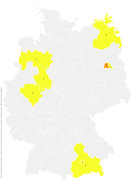 Deutschlandkarte: Regionale Verbreitung der Gebärde