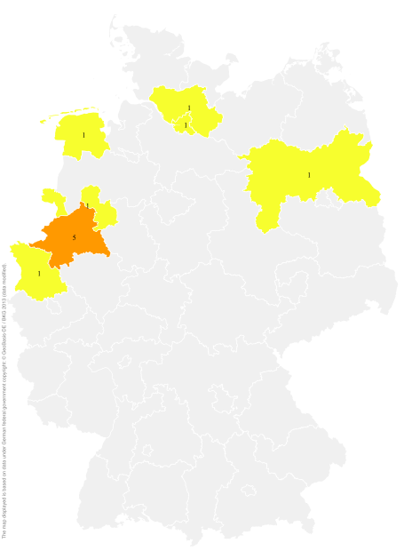 Deutschlandkarte: Regionale Verbreitung der Gebärde