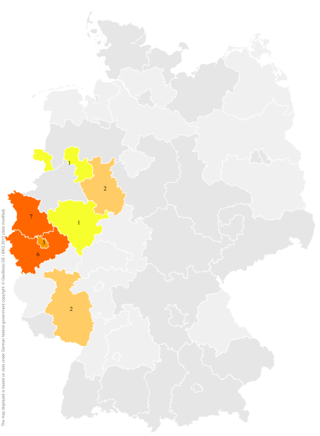 Deutschlandkarte: Regionale Verbreitung der Gebärde