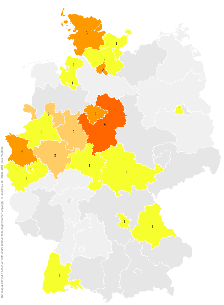 Deutschlandkarte: Regionale Verbreitung der Gebärde