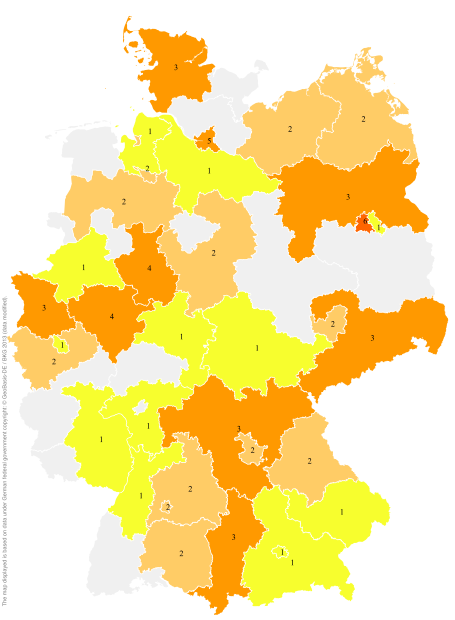 Deutschlandkarte: Regionale Verbreitung der Gebärde