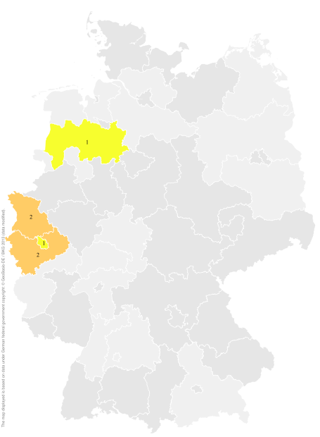 Deutschlandkarte: Regionale Verbreitung der Gebärde