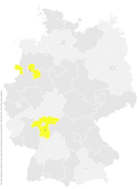 Deutschlandkarte: Regionale Verbreitung der Gebärde