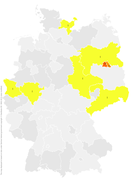 Deutschlandkarte: Regionale Verbreitung der Gebärde