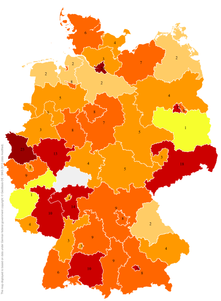 Deutschlandkarte: Regionale Verbreitung der Gebärde